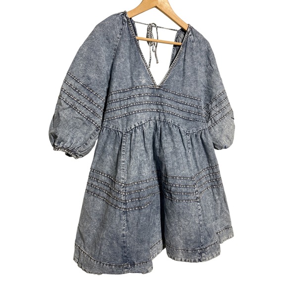 Free People Dresses & Skirts - Free People Sweet Surrender Denim Mini Dress Blue Size Medium Retail: $138‎ EUC